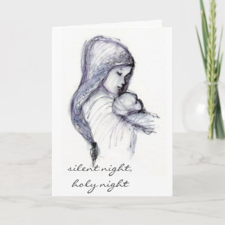 Madonna and child, silent night, holy night holiday card