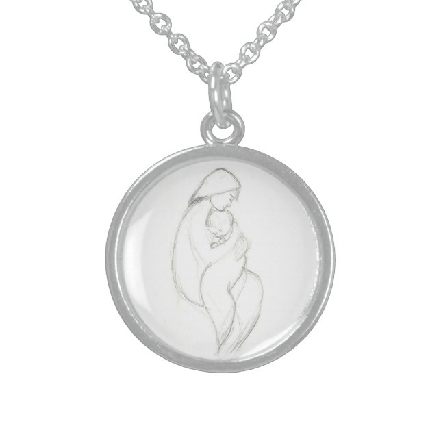 Madonna and Child Sterling Silver Pendant (Front)