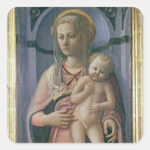 Madonna and Child (tempera on panel) Square Sticker