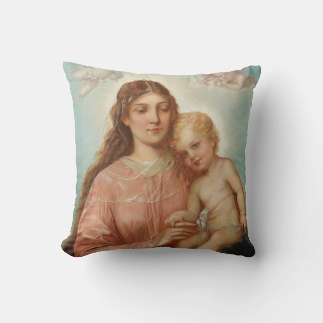 Madonna and Child Throw Pillow (Front)