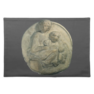 Madonna and Child, Tondo Pitti by Michelangelo Cloth Placemat