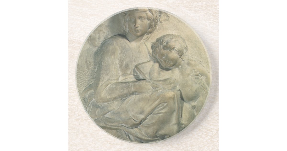 Madonna and Child, Tondo Pitti by Michelangelo Sandstone Coaster Zazzle