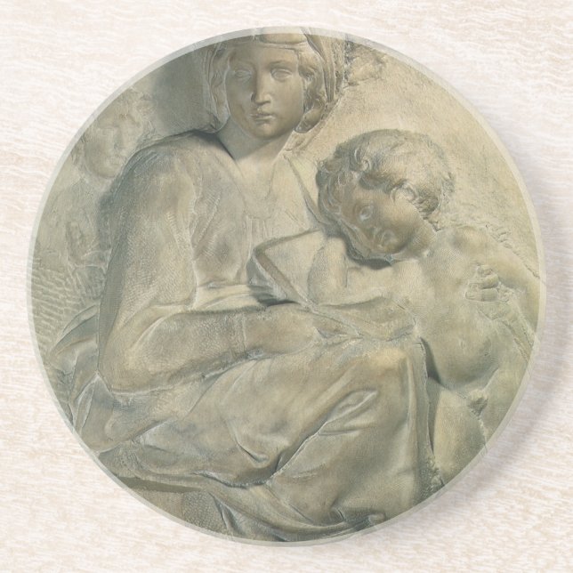 Madonna and Child, Tondo Pitti by Michelangelo Sandstone Coaster (Front)