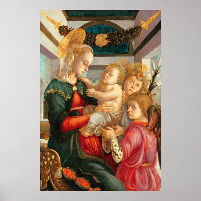 Madonna and Child Two Angels Sandro Botticelli Poster (Front)