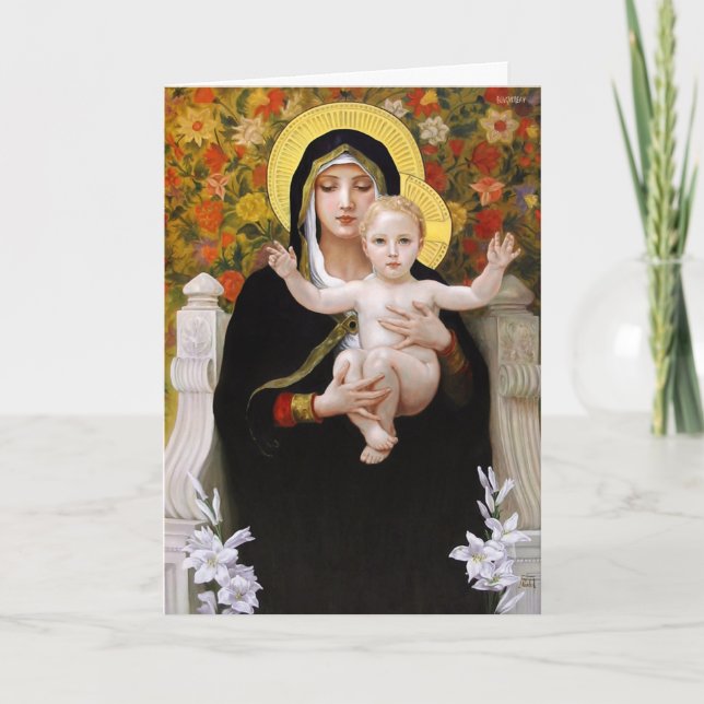 Madonna and Child + White Lilies Holiday Card (Front)