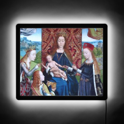 Madonna and Child with 3 Saints detail M 070  LED Sign