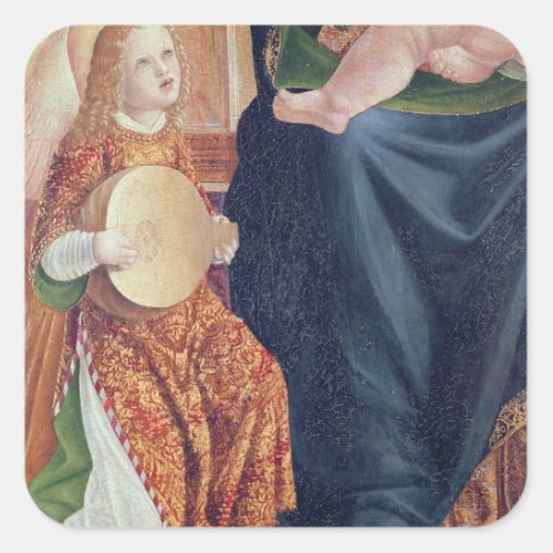 Madonna and Child with Angel Musicians Square Sticker