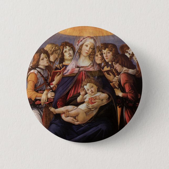Madonna and Child with Angels by Sandro Botticelli Button (Front)