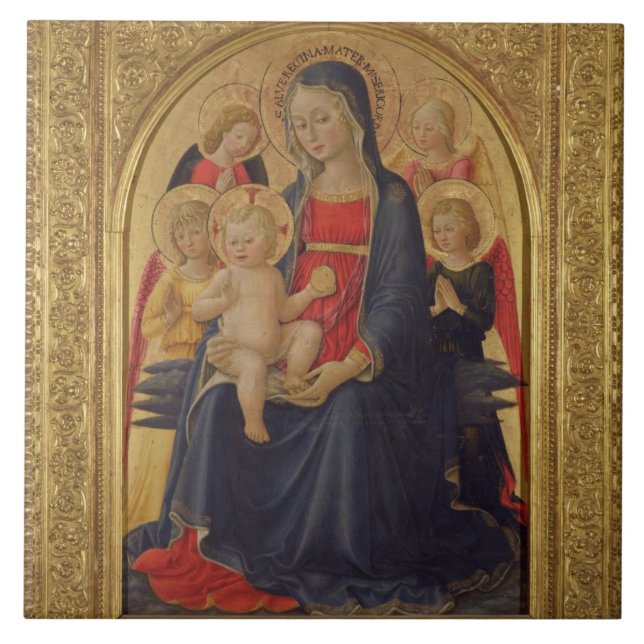 Madonna and Child with Angels, c.1467 (oil on pane Tile (Front)