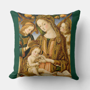 Madonna and Child with Angels Decorative Square Throw Pillow