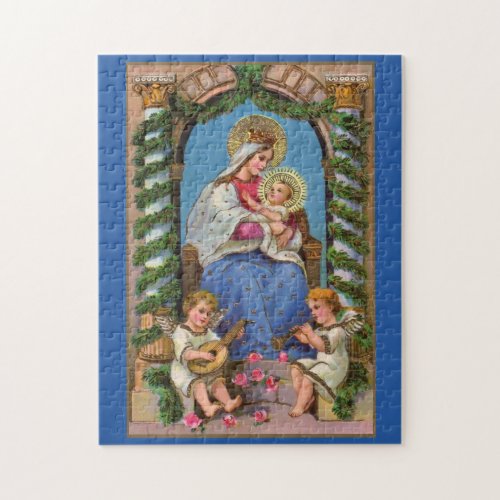 Madonna And Child With Angels Jigsaw Puzzle