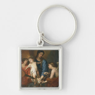 Madonna and Child with angels Keychain