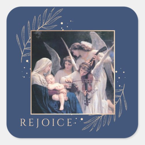 Madonna and Child with Angels Rejoice Square Sticker