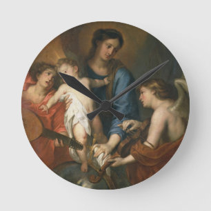Madonna and Child with angels Round Clock
