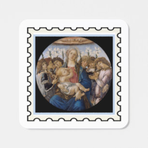 Madonna and child with angels stamp classical art square sticker