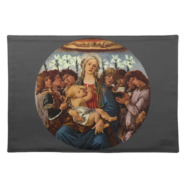 Madonna and Child with Eight Angels by Botticelli Cloth Placemat (Front)