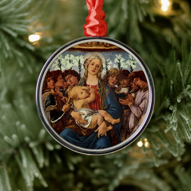 Madonna and Child with Eight Angels by Botticelli Metal Ornament (Tree)