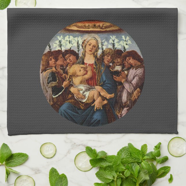 Madonna and Child with Eight Angels by Botticelli Towel (Folded)