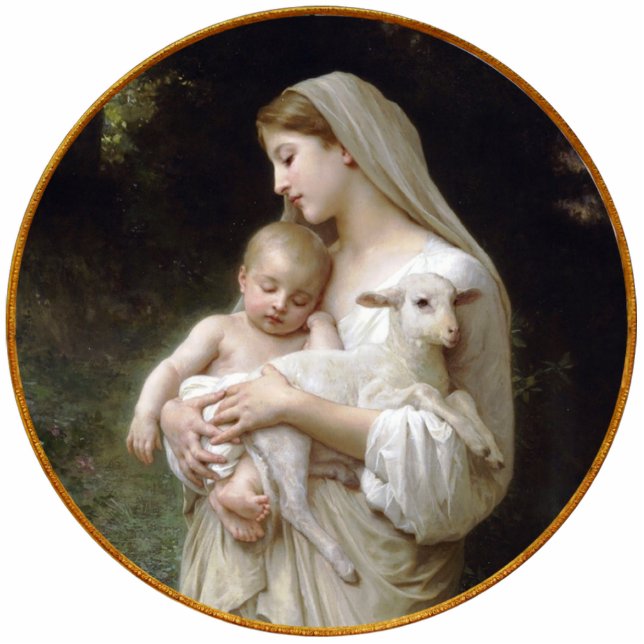 Madonna and Child with Lamb Christmas Ornament (Front)