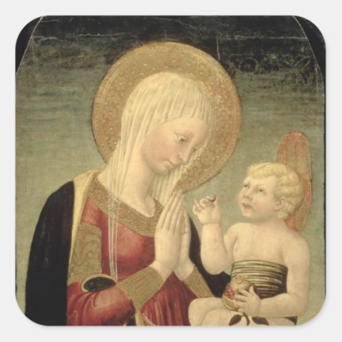 Madonna and Child with Pomegranate Square Sticker