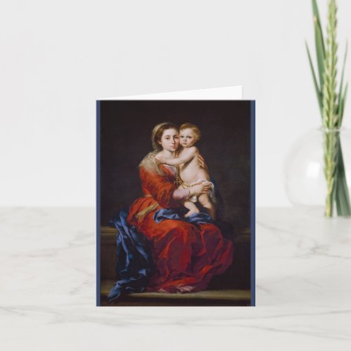 Madonna and Child with Rosary  Christmas Card