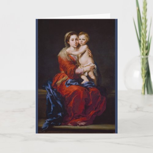 Madonna and Child with Rosary  Christmas Card