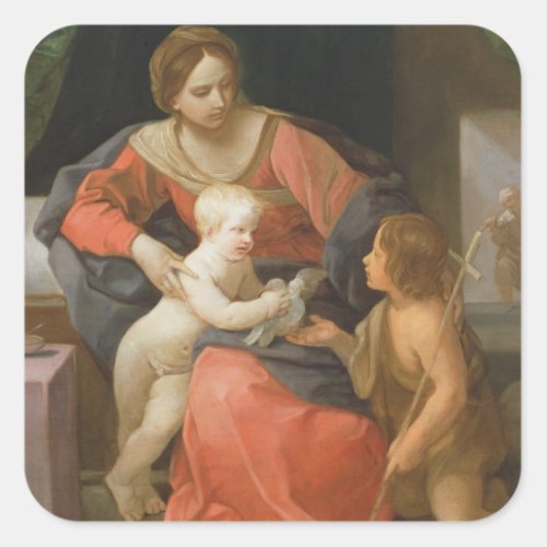 Madonna and Child with Saint John the Baptist Square Sticker