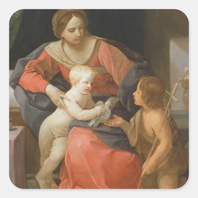 Madonna and Child with Saint John the Baptist Square Sticker (Front)