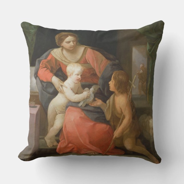 Madonna and Child with Saint John the Baptist Throw Pillow (Front)