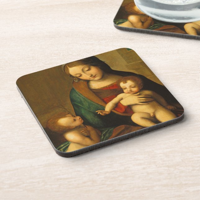Madonna and Child with Saints Beverage Coaster (Left Side)