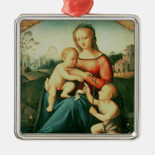 Madonna and Child with St. John the Baptist Metal Ornament