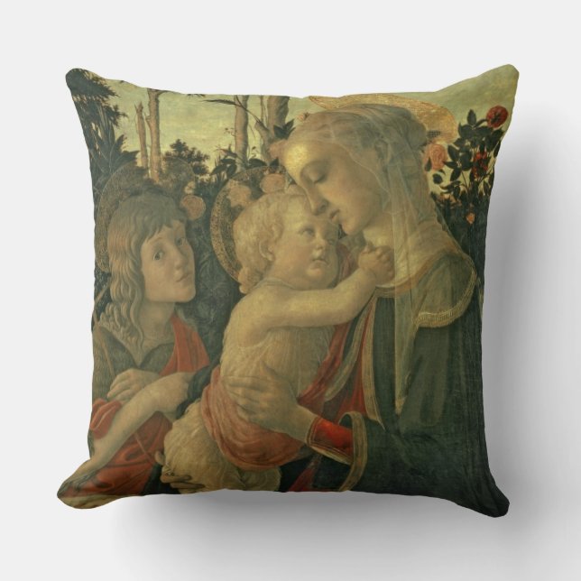 Madonna and Child with St. John the Baptist (oil o Throw Pillow (Front)