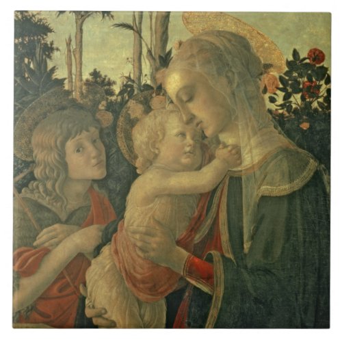 Madonna and Child with St John the Baptist oil o Tile