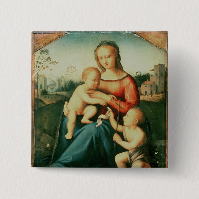 Madonna and Child with St. John the Baptist Pinback Button (Front)