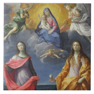 Madonna and Child with St. Lucy and Mary Magdalene Ceramic Tile