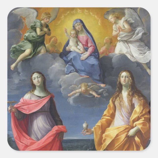 Madonna and Child with St. Lucy and Mary Magdalene Square Sticker (Front)