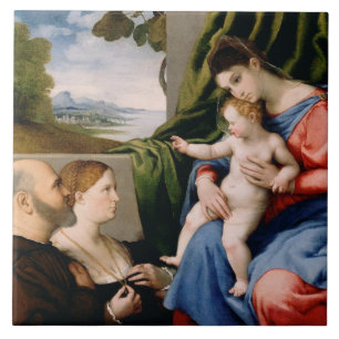 Madonna and Child with the Infant Saint John Ceramic Tile