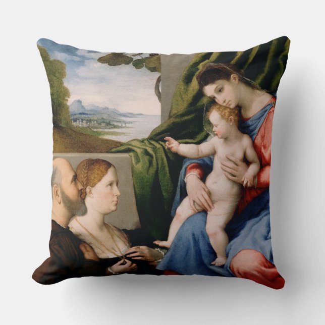 Madonna and Child with the Infant Saint John Throw Pillow (Front)