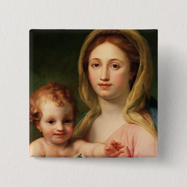 Madonna and Child with Two Angels, 1770-73 Pinback Button (Front)