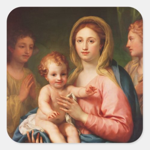 Madonna and Child with Two Angels 1770_73 Square Sticker