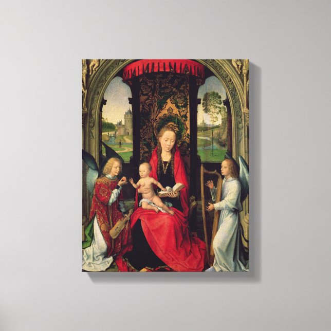 Madonna and Child with two Angels Canvas Print (Front)
