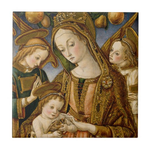 Madonna and Child with Two Angels Ceramic Tile