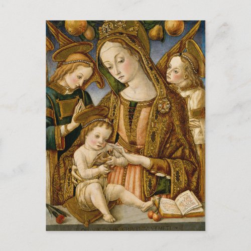 Madonna and Child with Two Angels Postcard