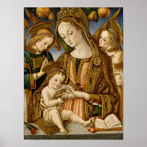 Madonna and Child with Two Angels Poster