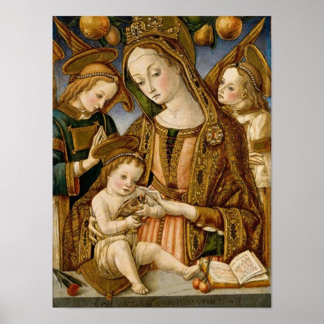 Madonna and Child with Two Angels Poster (Front)