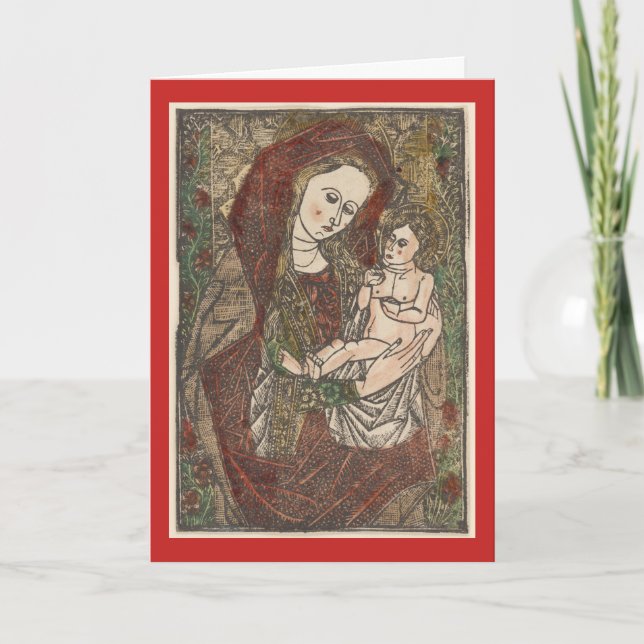 MADONNA AND CHILD WOODBLOCK GREETING CARD (Front)