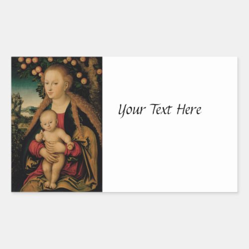 Madonna and Christ Child Under Apple Tree Rectangular Sticker