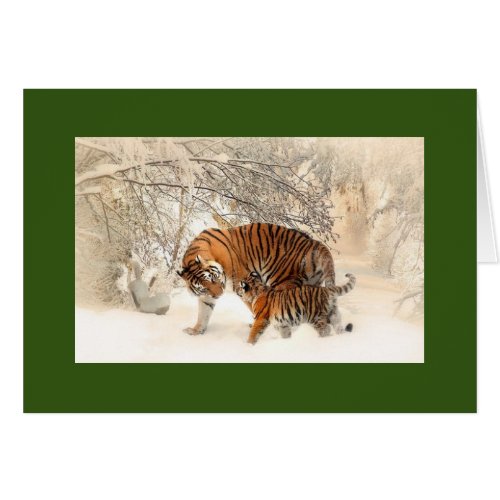MADONNA AND CUB TIGERS IN THE SNOW GREETING CARD