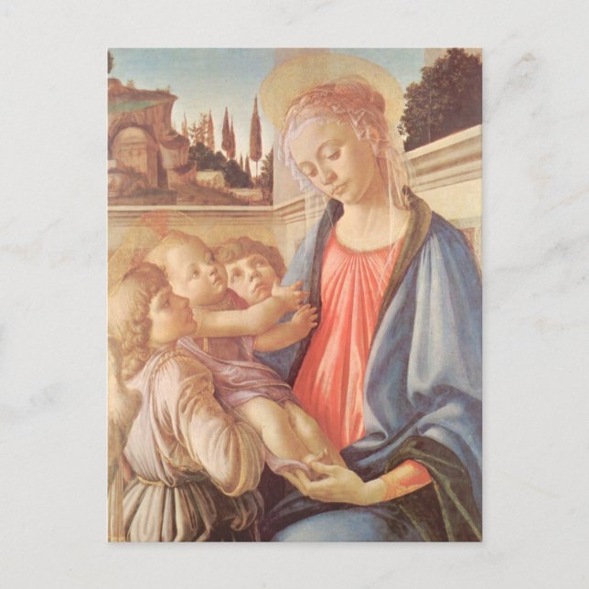 Madonna and two angels by Botticelli Postcard (Front)