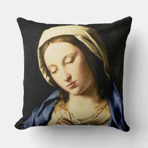 Madonna at Prayer oil on canvas Throw Pillow